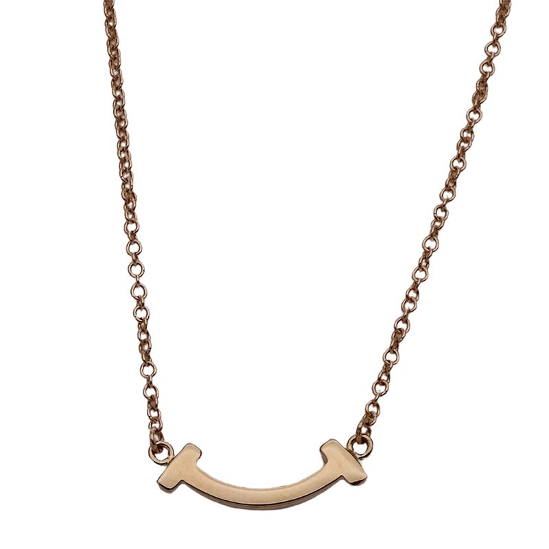 Tiffany & Co. Necklace T Smile Mini Pink Gold