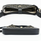 Gucci Jackie Small Shoulder Bag GG Denim Leather Black Gold