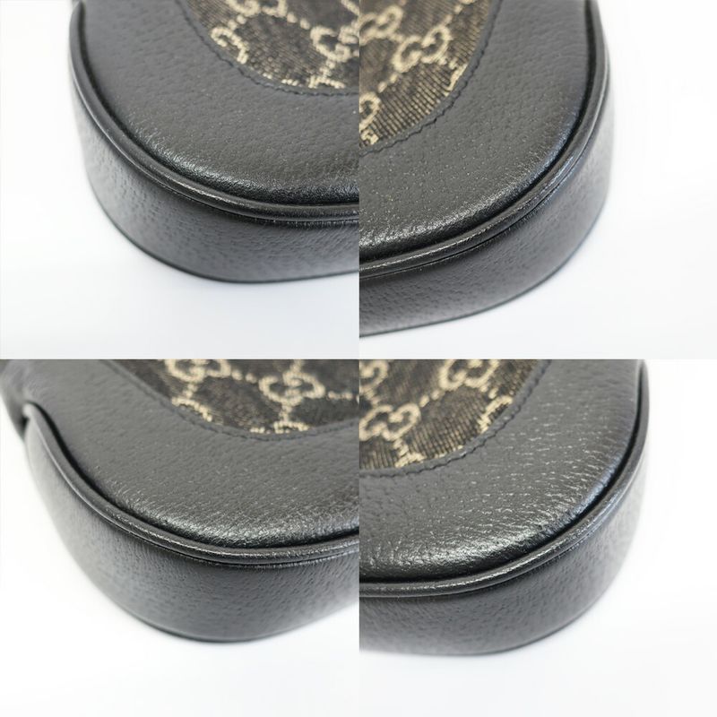 Gucci Jackie Small Shoulder Bag GG Denim Leather Black Gold