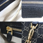 Gucci Jackie Small Shoulder Bag GG Denim Leather Black Gold