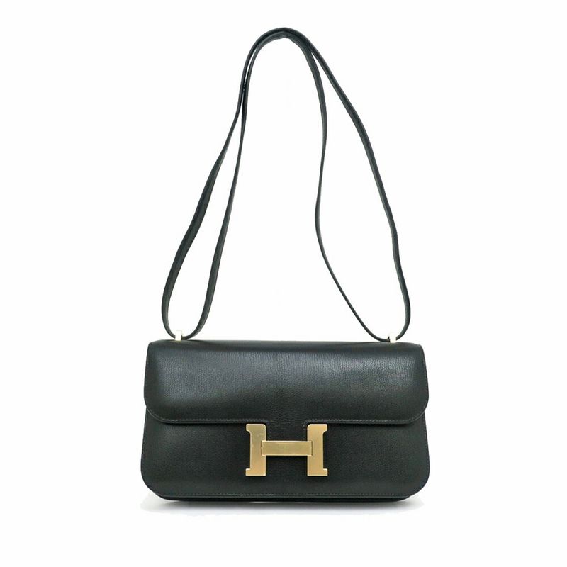 Hermes Constance Elan Miroir Chevre Chambre Black Gold Shoulder Bag