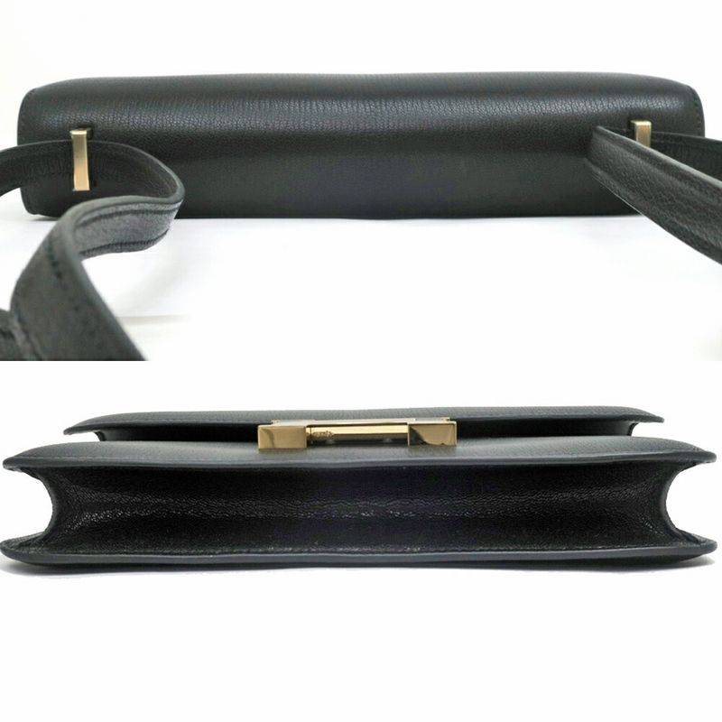 Hermes Constance Elan Miroir Chevre Chambre Black Gold Shoulder Bag