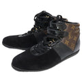 Louis Vuitton Move Up Suede Monogram Canvas High Cut Sneakers 37.5 ) Black Brown