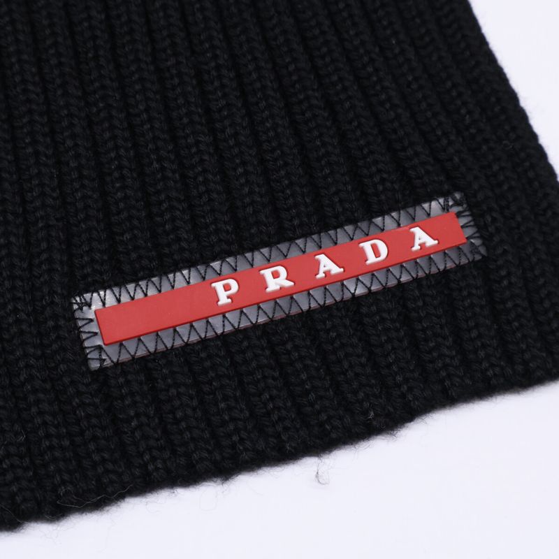 Prada Sport Ribbed Knit Scarf ) Black