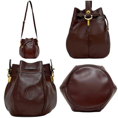 Cartier Drawstring Shoulder Bag Gold Must Bordeaux