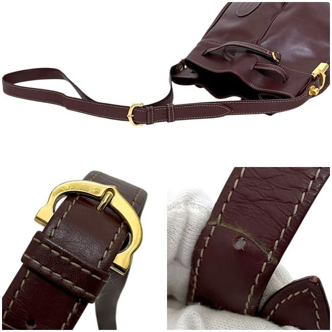 Cartier Drawstring Shoulder Bag Gold Must Bordeaux