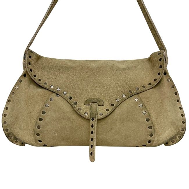 Celine Shoulder Bag Beige Suede Leather