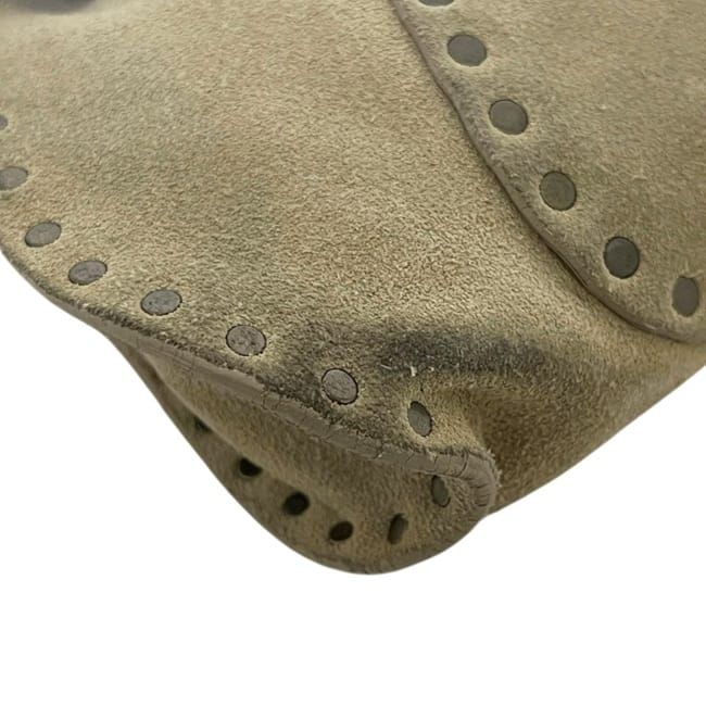 Celine Shoulder Bag Beige Suede Leather