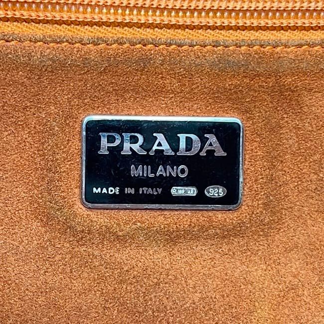 Prada Tote Orange Cut Logo Leather Casual Light
