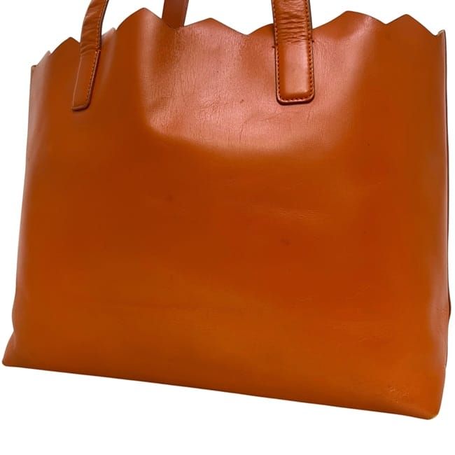 Prada Tote Orange Cut Logo Leather Casual Light