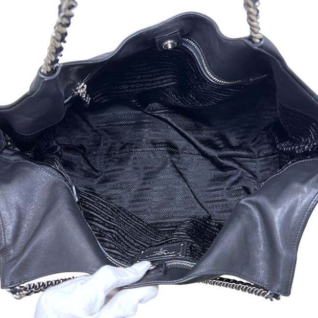 Prada Chain Tote Black Nero Leather