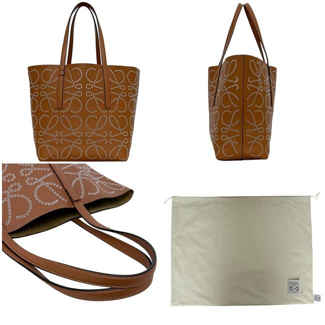 Loewe T Tote Brown Anagram Studded