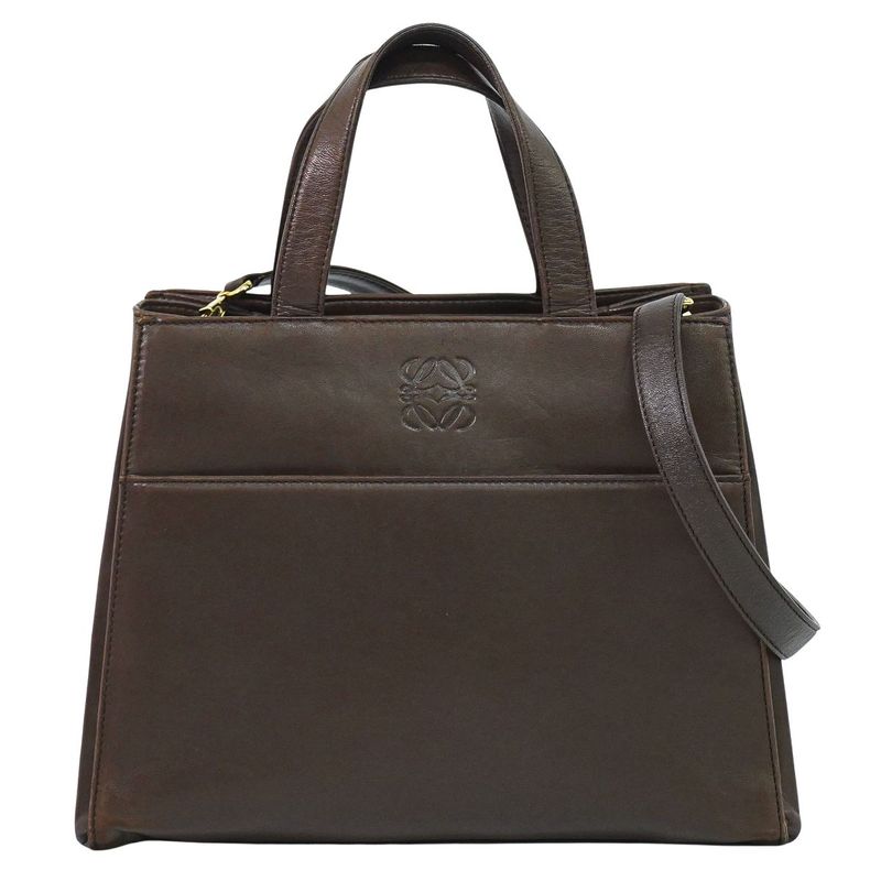 Loewe Anagram 2-Way Shoulder Bag Leather Brown