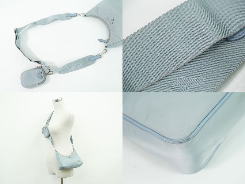 Prada Re Edition Shoulder Bag Pochette Nylon Light Blue