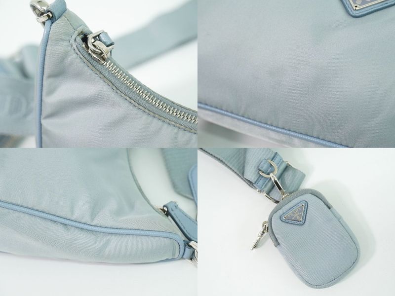 Prada Re Edition Shoulder Bag Pochette Nylon Light Blue