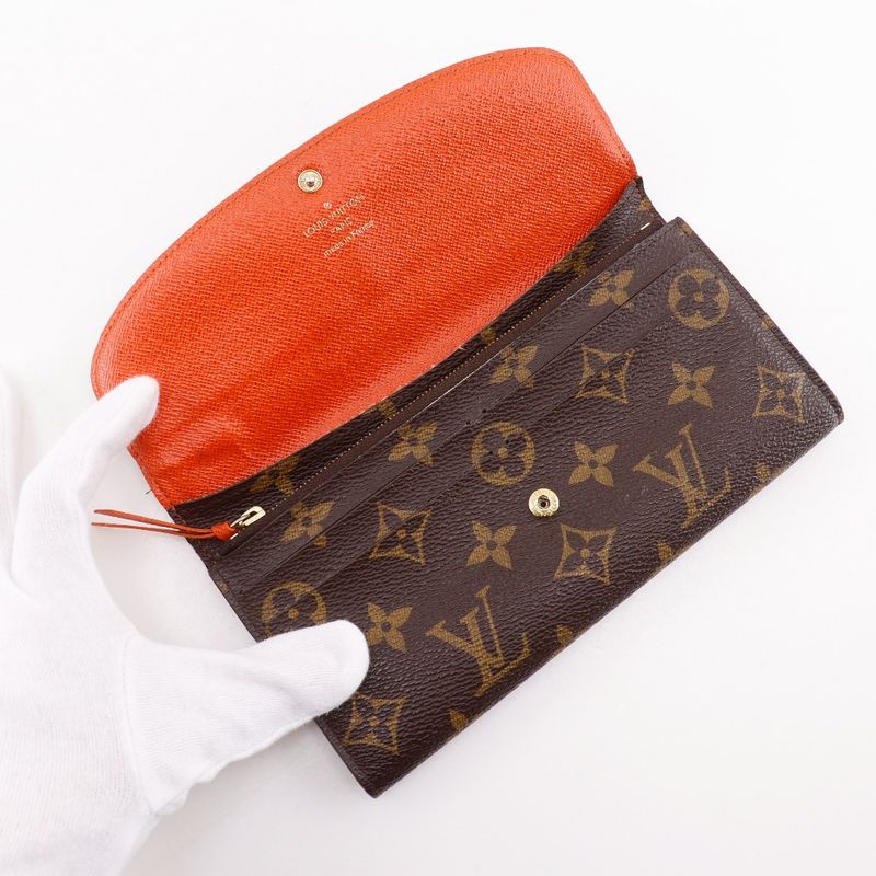 Louis Vuitton Emily Monogram Canvas Brown Orange Long