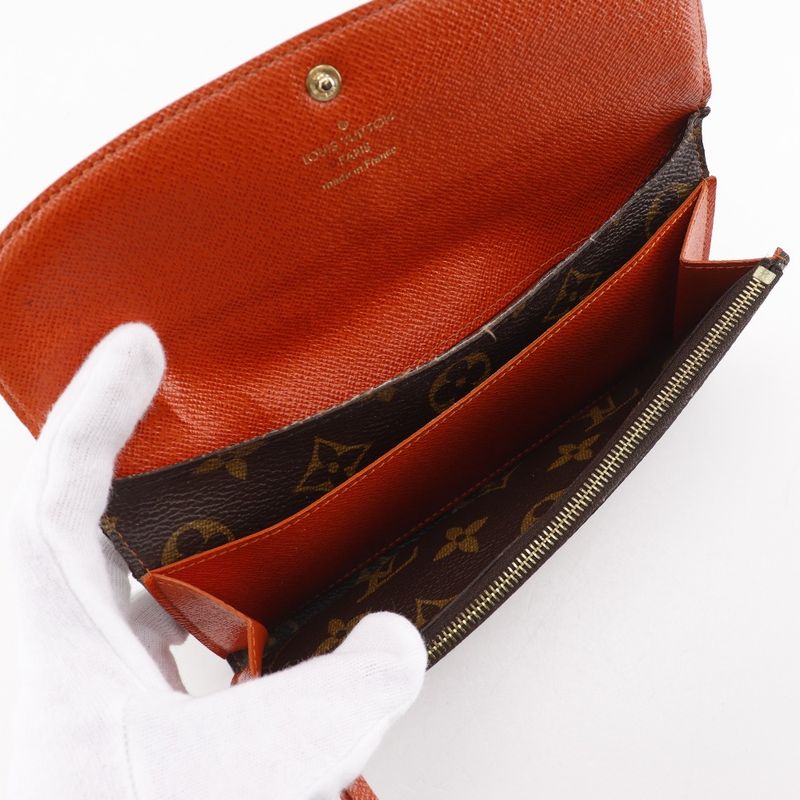 Louis Vuitton Emily Monogram Canvas Brown Orange Long