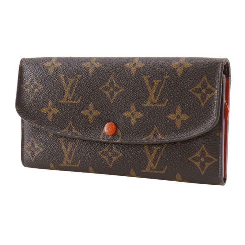Louis Vuitton Emily Monogram Canvas Brown Orange Long