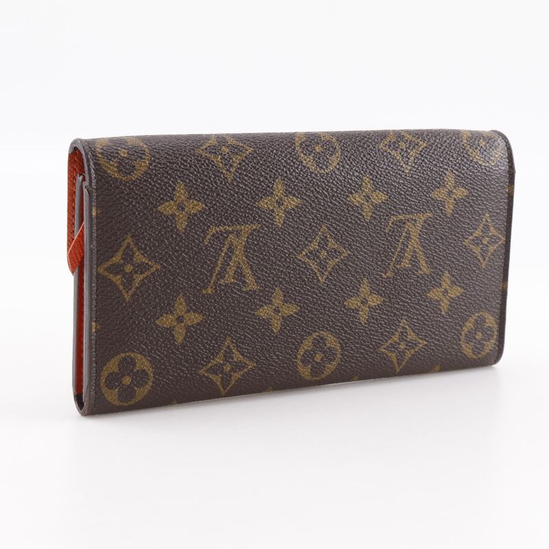 Louis Vuitton Emily Monogram Canvas Brown Orange Long