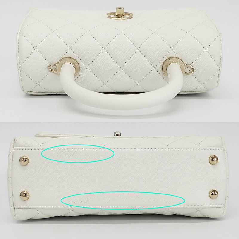 Chanel Coco Handle 24 Shoulder Bag White Gold Caviar