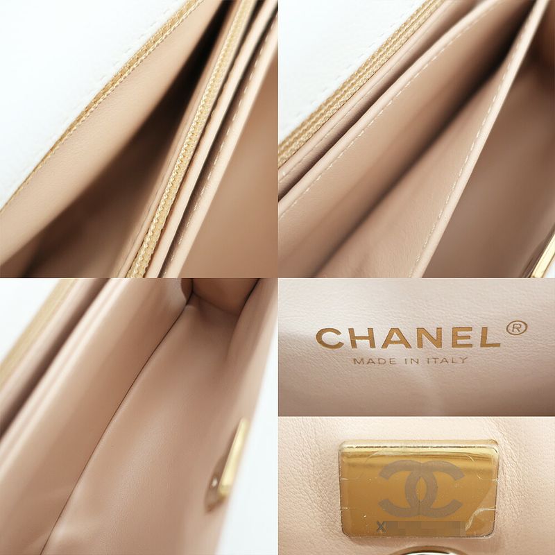 Chanel Coco Handle 24 Shoulder Bag White Gold Caviar