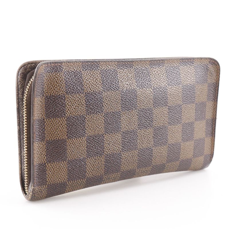 Louis Vuitton Porte Monet Zip Damier Canvas Brown Long