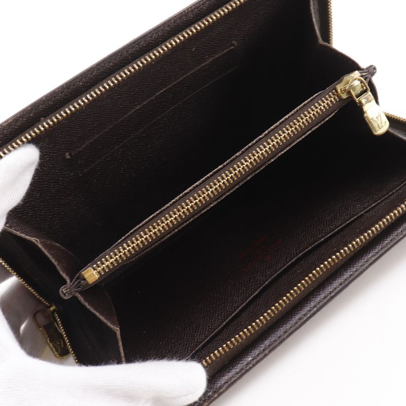 Louis Vuitton Porte Monet Zip Damier Canvas Brown Long
