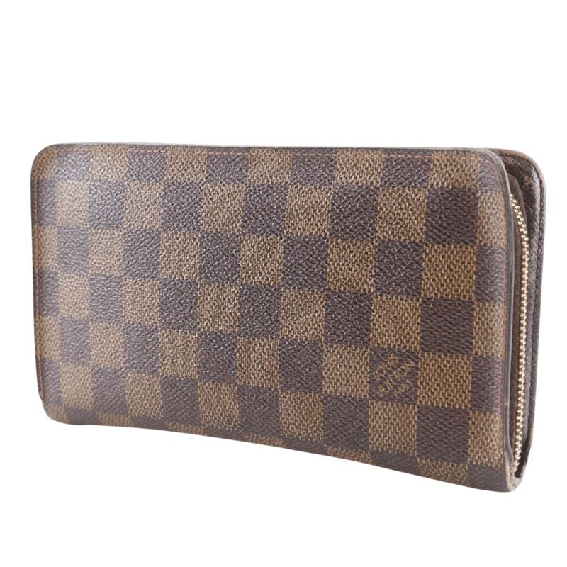 Louis Vuitton Porte Monet Zip Damier Canvas Brown Long