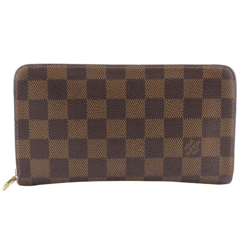 Louis Vuitton Porte Monet Zip Damier Canvas Brown Long