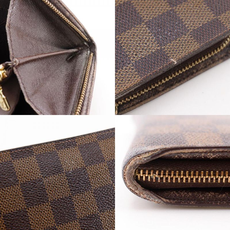 Louis Vuitton Porte Monet Zip Damier Canvas Brown Long