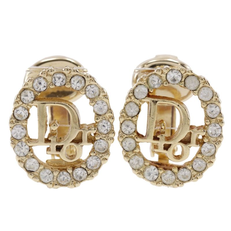 Dior Logo Earrings Set Gold Plated Necklace