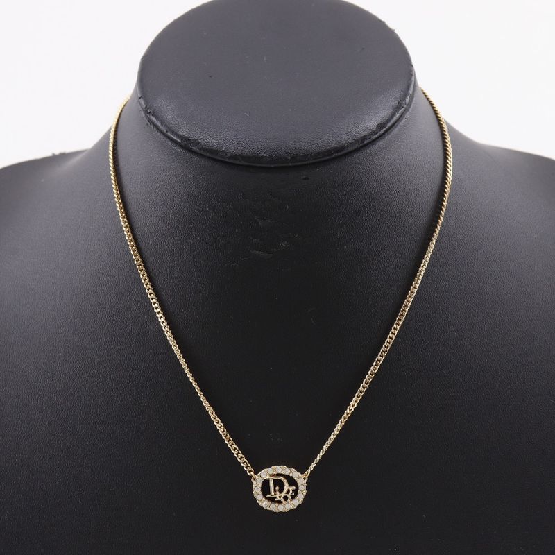 Dior Logo Earrings Set Gold Plated Necklace