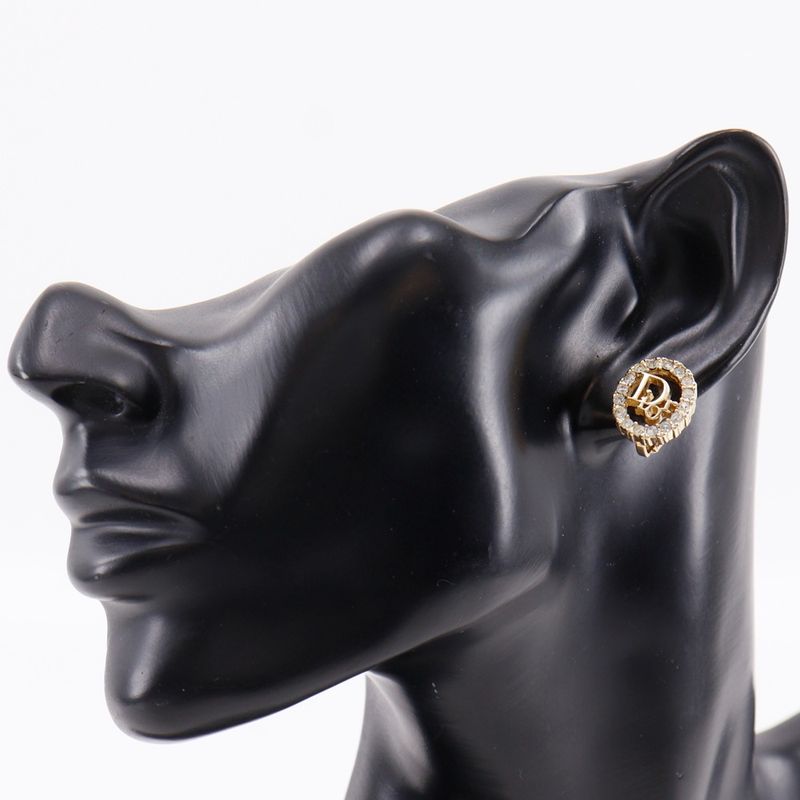 Dior Logo Earrings Set Gold Plated Necklace