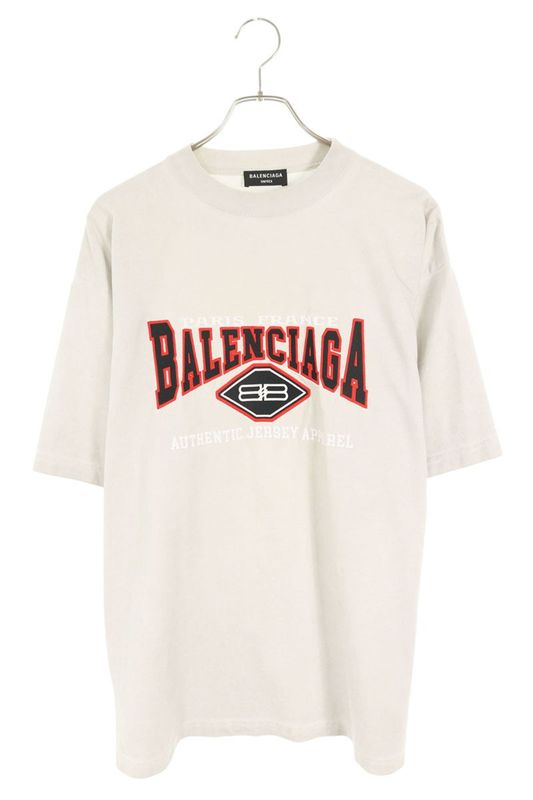 Balenciaga Carre Gigi Logo Embroidery T-Shirt XS Gray Tone