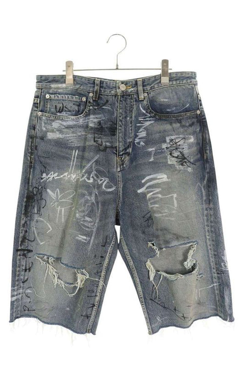 Balenciaga Baggy Graffiti Denim Shorts Indigo