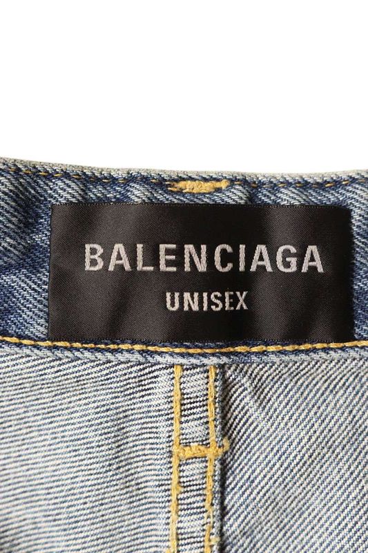 Balenciaga Baggy Graffiti Denim Shorts Indigo