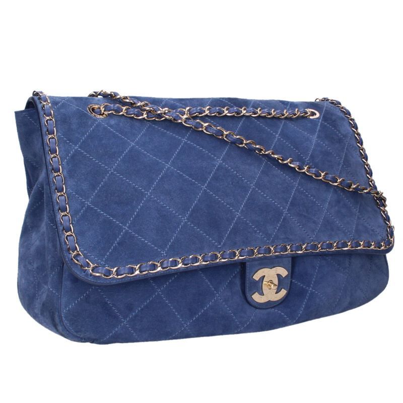 Chanel Pharrell Williams Brag My Quilted Suede Chain Shoulder Bag