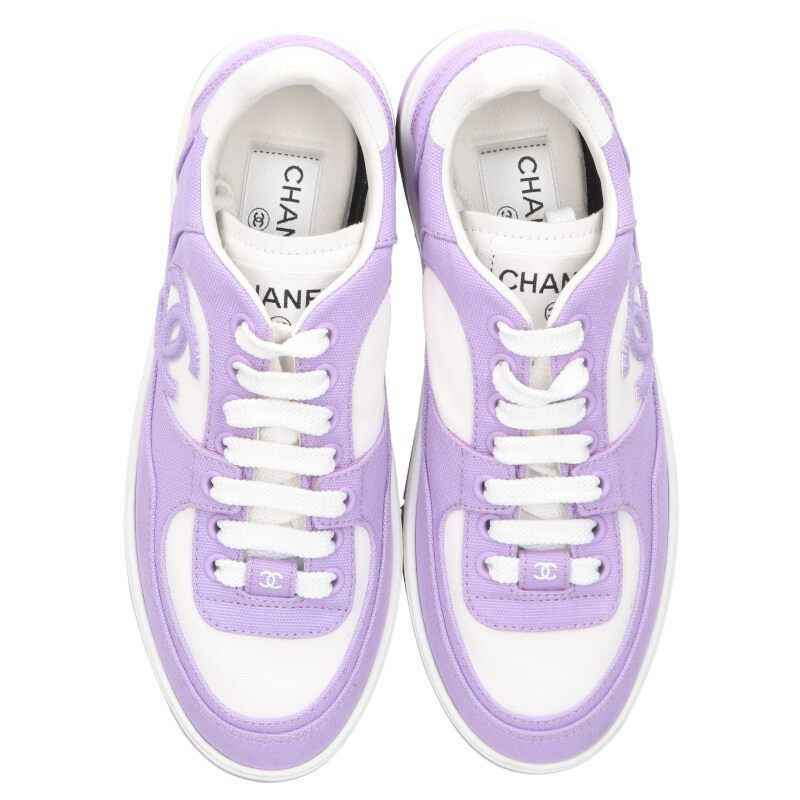 Chanel Side CC Logo Canvas Sneakers 35