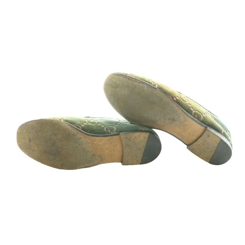 Gucci GG Pattern Horsebit Loafers Moccasins 35 Khaki SS OS