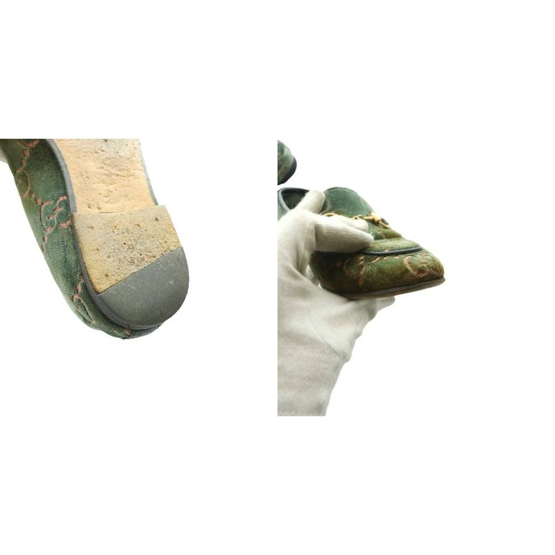 Gucci GG Pattern Horsebit Loafers Moccasins 35 Khaki SS OS