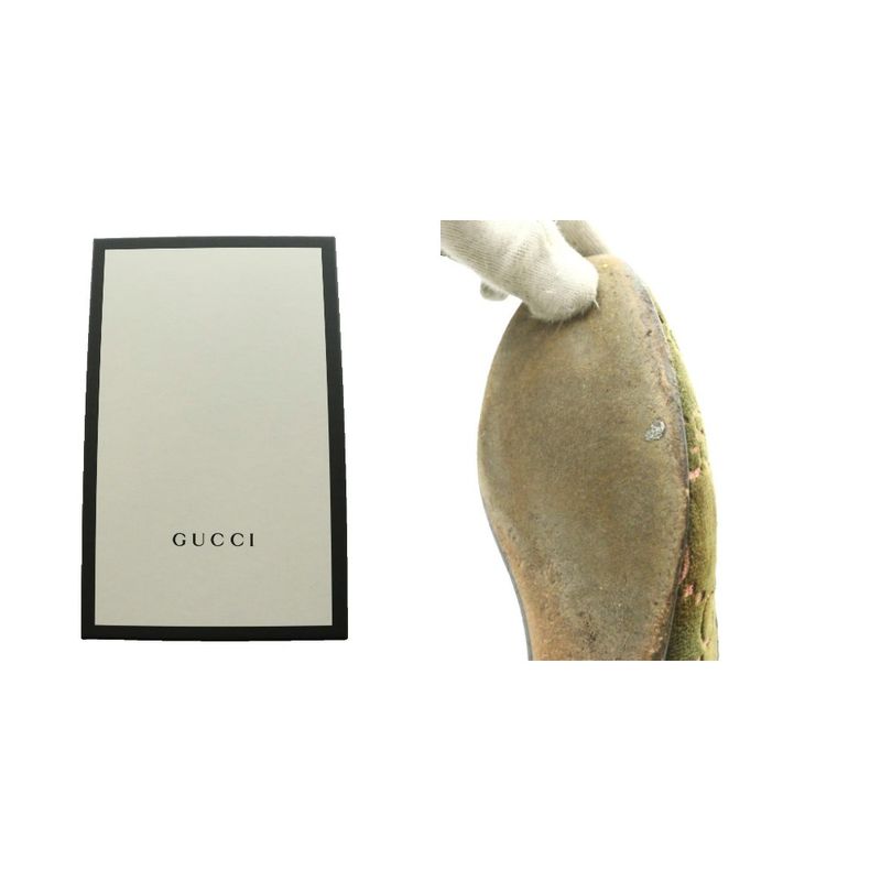 Gucci GG Pattern Horsebit Loafers Moccasins 35 Khaki SS OS