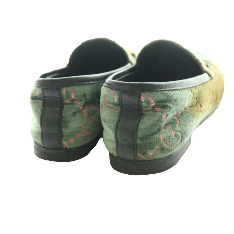 Gucci GG Pattern Horsebit Loafers Moccasins 35 Khaki SS OS