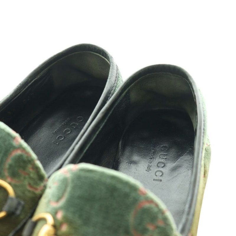 Gucci GG Pattern Horsebit Loafers Moccasins 35 Khaki SS OS