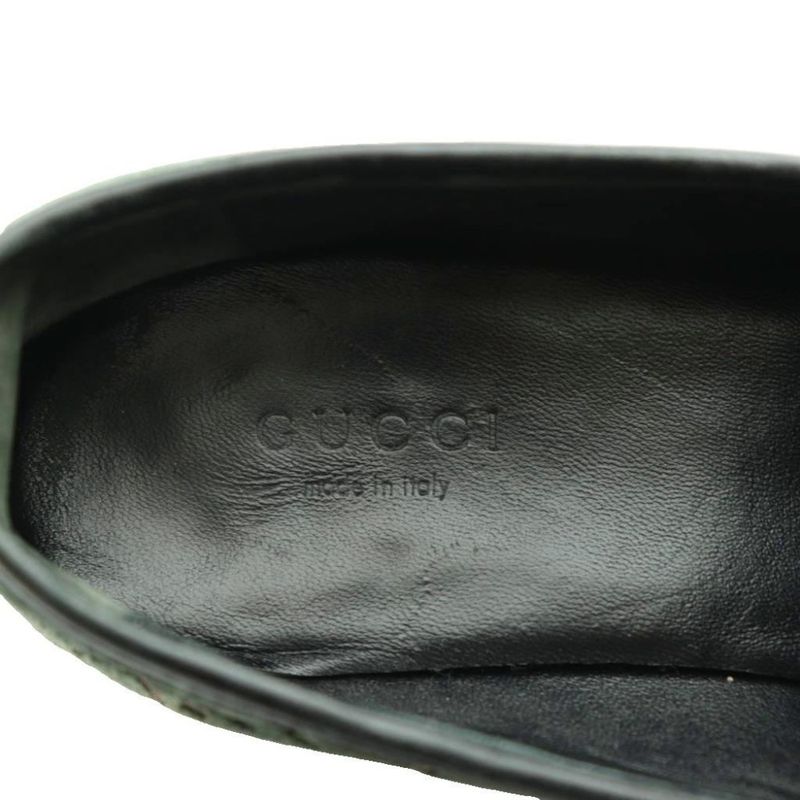 Gucci GG Pattern Horsebit Loafers Moccasins 35 Khaki SS OS