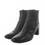Saint Laurent Paris Side Gore Boots Short Almond Toe Heel Leather 37