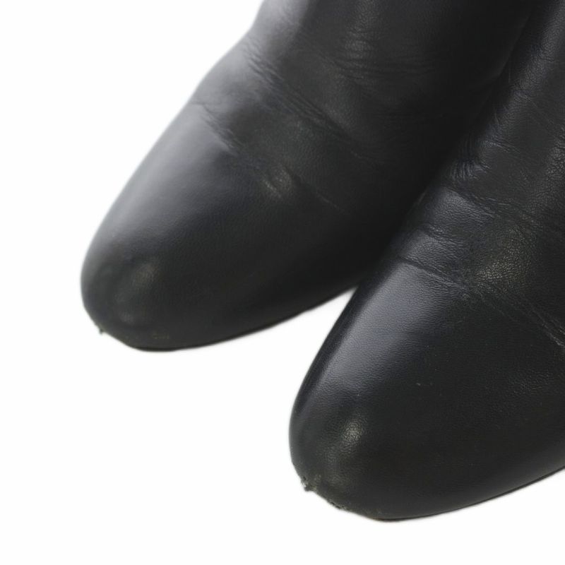 Saint Laurent Paris Side Gore Boots Short Almond Toe Heel Leather 37