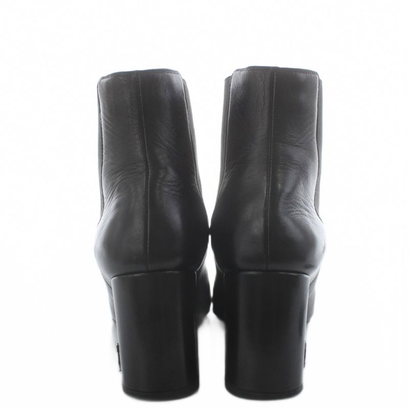 Saint Laurent Paris Side Gore Boots Short Almond Toe Heel Leather 37
