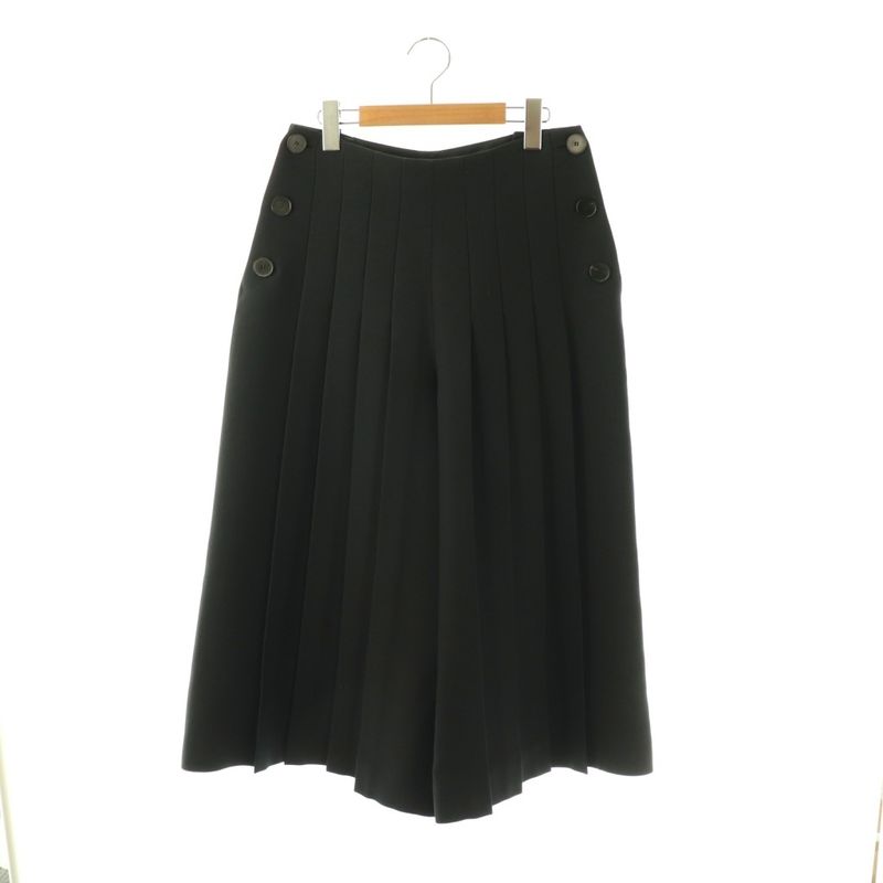 Dior Wide Pleated Pants Wool Silk Blend 36 Black