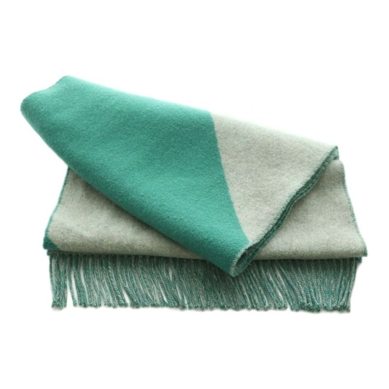 Hermes Kazak Scarf Cashmere Fringe Gray Green OS Graygreen