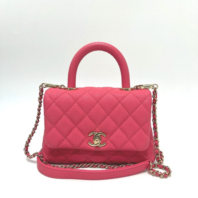 Chanel Handbag Coco Handle Xxs 19 Caviar Leather Coral Pink Coral X